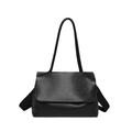 Borsa tote nera minimalista con chiusura a patta e design a doppia tracolla - Stile Tracolla a Doppia Cinghia / Stile 2 Nero