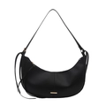 Borsa a mezzaluna nera minimalista con dettaglio nappa e finiture in metallo dorato - Nero