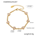 Detalle de pulsera de circonita de corazón bañada en oro 18K con medidas y peso - Dorado