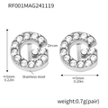 Silver stainless steel G-letter stud earrings with inlaid zircon stones 5mm size - Letter G Earrings (RF001) / Steel