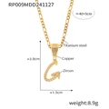 Collier avec pendentif lettre G plaqué or, zircons brillants et chaîne Figaro - Lettre G (RP009-G)