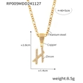 Collier Figaro en acier titane doré avec pendentif initiale 'H' serti de zircons - Lettre H (RP009-H)