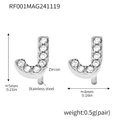 Sparkling zircon-encrusted letter J stud earrings in durable stainless steel - Letter J Earrings (RF001) / Steel