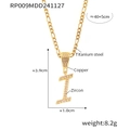 Chaîne Figaro en acier titane doré avec pendentif lettre I serti de zircons - Lettre I (RP009-I)