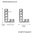 Letter L zircon stud earrings in gold-plated stainless steel for minimalist jewelry sets - Letter L Earrings (RF001) / Steel