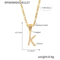 Collier doré avec lettre K cursive serti de zircons cubiques micro-pavés brillants - Lettre K (RP009-K)