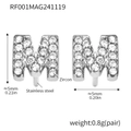 Sparkling silver zircon letter M stud earrings made of durable stainless steel for women - Letter M Earrings (RF001) / Steel