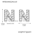 Polished silver-colored stainless steel N-letter stud earrings with zircon stones - Letter N Earrings (RF001) / Steel