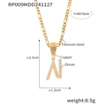 Collier avec pendentif lettre N dorée en zircone cubique et chaîne en acier inoxydable - Lettre N (RP009-N)