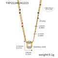 Dettaglio della collana di perle in acciaio inossidabile multicolore con peso e misure - Collana a doppio strato dorata (TXP211)