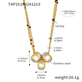 Dettaglio della collana a doppia catena in acciaio inossidabile con perle colorate - Collana a triplo strato dorata (TXP211)