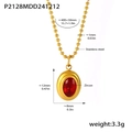 Gedetailleerde afmetingen van gouden roestvrijstalen kogelketting met rode zirkoon hanger - Goud Rode Zirkonia