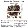 Detailed size chart for 2PCS 3D dinosaur wall stickers measuring 60x30cm per sheet - Large Size (30x60cm, 2 Sheets)