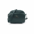 Borsa a tracolla da donna in pelle verde scuro con cerniere multistrato e logo a canguro - Verde