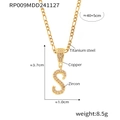Collier avec pendentif lettre S en cursive dorée serti de zircons sur chaîne figaro - Lettre S (RP009-S)