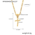 Collier chaîne Figaro plaqué or avec pendentif en forme de T serti de zircones - Lettre T (RP009-T)