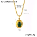 Roestvrijstalen kogelketting met groene zirkoon hanger en luxe 18K goudvergulde afwerking - Goud Groene Zirkonia