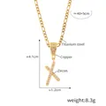Collier lettre X cursive plaqué or avec zircons micro-sertis et maille Figaro - Lettre X (RP009-X)