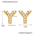 Golden titanium steel letter Y stud earrings with zircon inlay for women - Gold Letter Y Earrings (RF001)