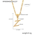 Collier hip hop plaqué or avec lettre Z cursive et zircons cubiques micro-pravés - Lettre Z (RP009-Z)