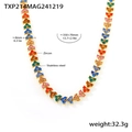 Rainbow zircon necklace in stainless steel with dimensions 8mm width and 350+70mm length - Gold Rainbow Zircon (TXP214)