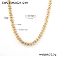 Gold-plated stainless steel V-shaped necklace with hand-set zircon 8mm width - Gold White Zircon (TXP214)