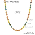Detailed size specifications of the multicolor zircon necklace with stainless steel dimensions - Gold Color Multicolor Zirconia Necklace
