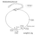 Silver stainless steel bracelet with zircon-studded letter G and heart charms - Letter G Bracelet (RE001) / Steel