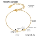 Gold plated stainless steel bracelet featuring zircon letter I and small heart charms - Letter I Style (RE001) / Bracelet (150+50mm) / Gold
