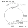 Silver stainless steel bracelet with zircon letter J charm and heart detail - Letter J Bracelet (RE001) / Steel