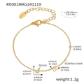 Gold stainless steel letter J bracelet with pavé zircon charm and small heart pendant - Letter J Style (RE001) / Bracelet (150+50mm) / Gold