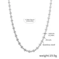 Silver-tone stainless steel zircon necklace, 350mm length with 70mm extension chain - Steel Color White Zirconia Necklace