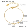 Gold-plated stainless steel bracelet featuring a zircon letter K and heart pendant - Letter K Style (RE001) / Bracelet (150+50mm) / Gold