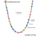 Colorful zircon flower necklace in gold-plated stainless steel with size specifications - Steel Color Multicolor Zirconia Necklace