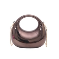 Mini halve maan handtas van acryl in metallic brons met gouden schouderketting - Bruin