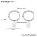 Boucles d'oreilles créoles en acier inoxydable argenté avec perles d'eau douce - Style Perle d'Eau Douce Blanche Ovale (F451) / Argenté