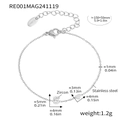 Silver stainless steel bracelet with letter S charm and zircon heart pendant - Letter S Bracelet (RE001) / Steel