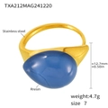 Bague taille 7 en acier doré avec une grande pierre en résine bleue en goutte - Bague en résine bleue taille 7 / Bleu
