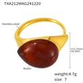 Bague réglable en acier inoxydable avec goutte en résine brun-rouge et fini doré - Bague en résine rouge foncé taille 7 / Rouge Foncé
