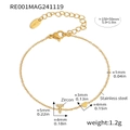 Golden stainless steel letter T zircon bracelet with heart pendant on white background - Letter T Style (RE001) / Bracelet (150+50mm) / Gold