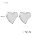 Boucles d'oreilles cœur en argent poli, design oversize de 2,0 cm en acier brillant - Petit Acier (F1072)
