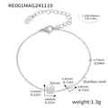 Silver stainless steel bracelet with zircon-encrusted letter W and heart pendant - Letter W Bracelet (RE001) / Steel