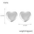 Boucles d'oreilles cœur en acier inoxydable argenté, taille 2,5 cm et poids 9,0 g - Grand Acier (F1072)