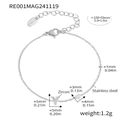 Silver stainless steel bracelet with zircon Y-letter and heart charm, 150+50mm length - Letter Y Bracelet (RE001) / Steel