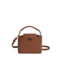 Borsa a secchiello marrone classica con struttura a trapezio e chiusura in metallo chic - Marrone