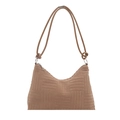 Borsa tote invernale in camoscio color cammello con texture geometrica e nodo decorativo - Cachi