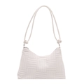 Borsa a spalla bianca in velluto a coste con texture intrecciata e spalline annodate - Bianco