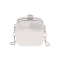 Sac bandoulière carré en acrylique argenté brillant avec chaîne et fermoir boule - Style Carré Rigide / Carré Acrylique Argent