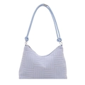 Borsa a spalla azzurra con texture geometrica 3D e design con tracolla annodata a mano - Blu