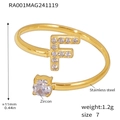 Gold plated stainless steel letter F ring with sparkling zircon stones in size 7 - Size 7 (One Size) / Letter F Style (RA001) / Gold
